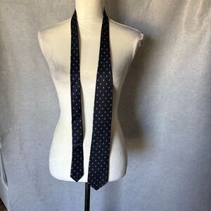 Vintage Giorgio Armani Silk Tie Navy Blue Double Polka Dot Tie